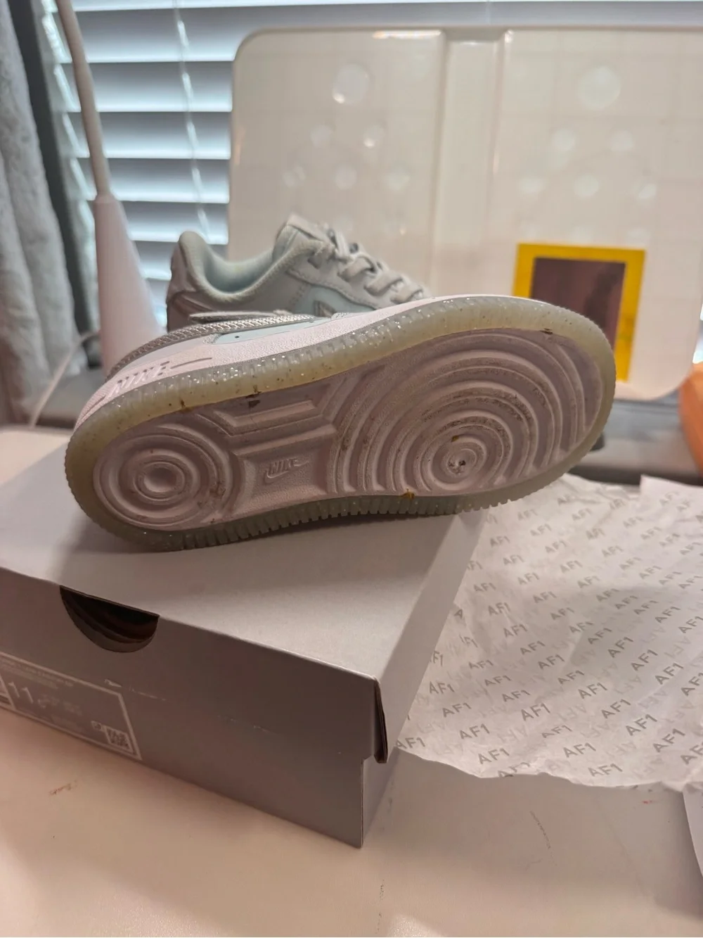Nike AF1 Low-Top Sneakers in Mint Green and Light Gray